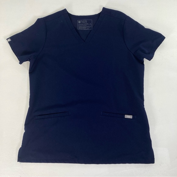 Figs Tops - Figs Scrubs Top Technical Collection Size Medium Adult M Blue Pockets Medical